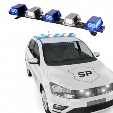 4 Giroflex 1.0mt 5 c�pulas 180 leds 12v ou 24v azul e branco com engate