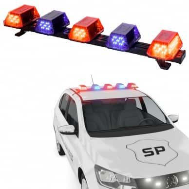 4 Giroflex 1.0mt 5 c�pulas 180 leds 12v ou 24v vermelho e azul com engate