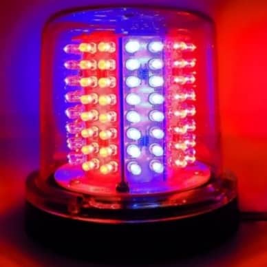 10 Giroled Giroflex redondo azul vermelho com fixa��o por parafusos com 128 leds bivolt 110v 220v