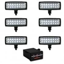 5 Conj Estrobo farol aux Milha com 6 far�is 6 efeitos 12v 24v  cores