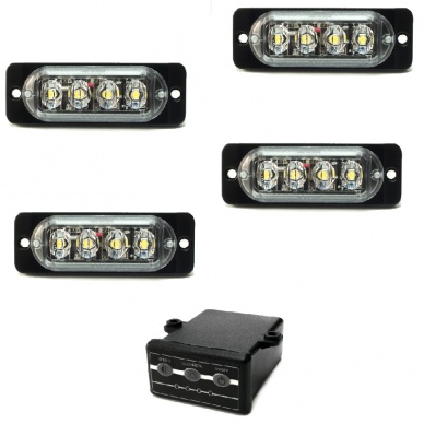 10 Conjunto de 4 Estrobo Led branco bivolt SMD alta visualiza��o efeitos