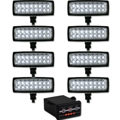 5 Conj Estrobo farol aux. milha com 8 far�is 6 efeitos 12v 24v  cores