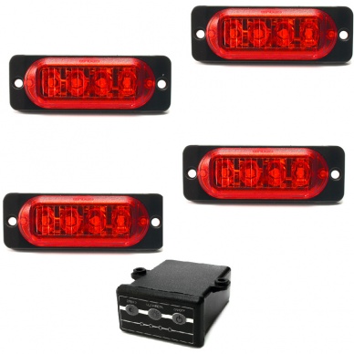10 Conjunto de 4 Estrobo Led vermelho bivolt SMD alta visualiza��o efeitos
