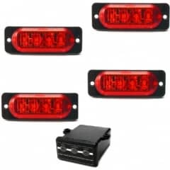 10 Conjunto de 4 Estrobo Led vermelho bivolt SMD alta visualiza��o efeitos